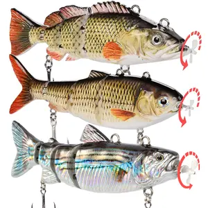 HADORAM Robotic Swimming Lure Fishing Lure 3pcs Mixed-Color Set of Different Sizes 4-Segement Multi Jointed Swimbait Electric Bait LED Light USB Rechargeable for Bass Trout Pike Fishing Tackle