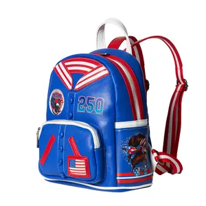 Nu Trendz Unisex Youth Expandable USA Flag 250th Anniversary 1776-2026 Patriotic PU Leather Mini Daypack - Water-Resistant Small Fashion Backpack Purse for Travel, Daily Casual