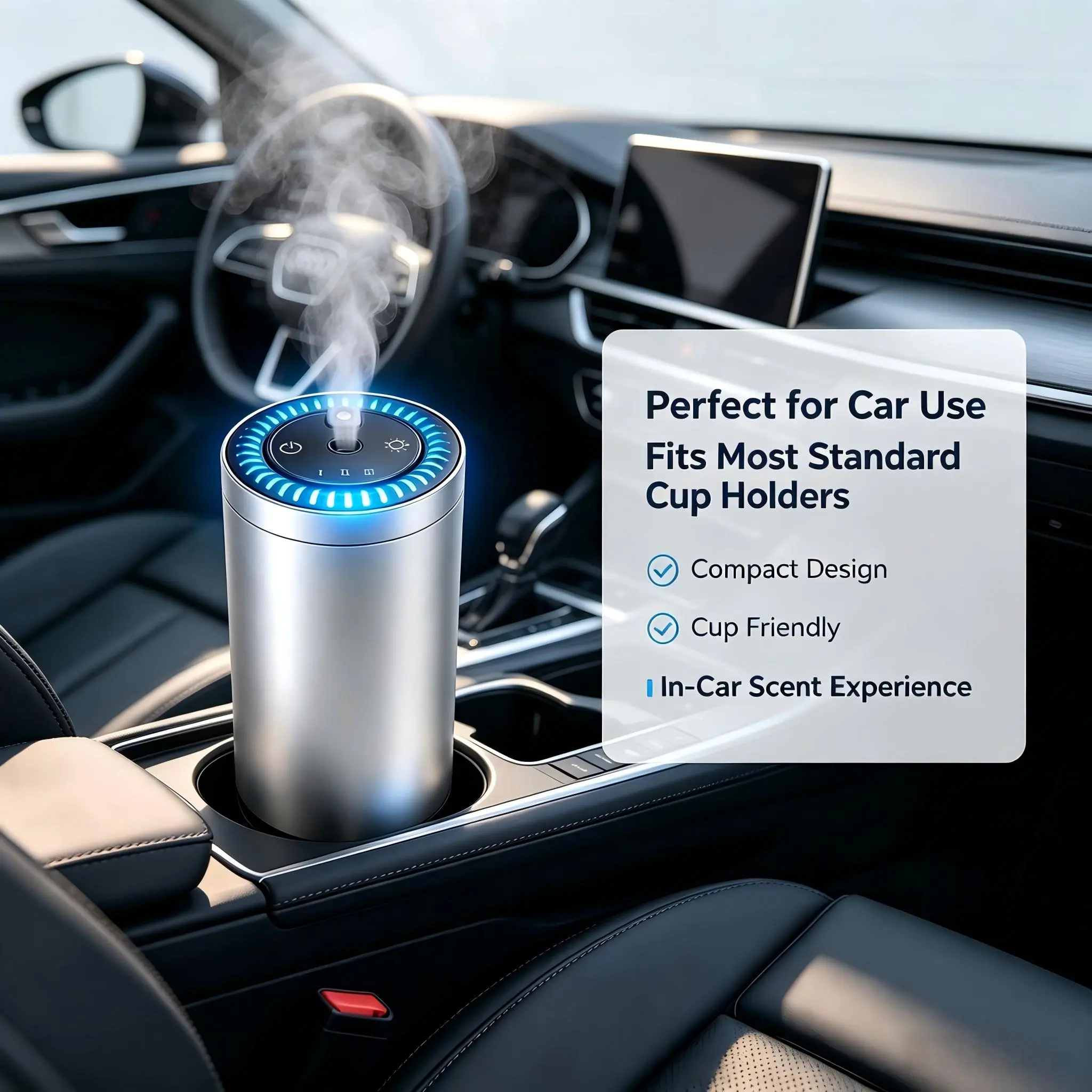 2026 Silver Edition Aroma Diffuser - includes 1 bottle of 90 ml cologne essential oil, smart 3-mode operation + 8 ambient light options + starry sky top-tier fragrance diffuser, suitable for home fragrance, car fragrance, office fragrance, and more.