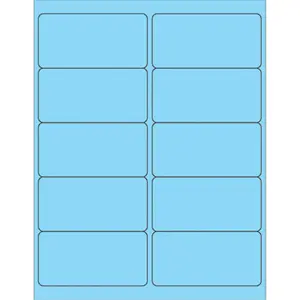 Box Partners  4 x 2 in. Fluorescent Pastel Blue Rectangle Laser Labels - Pack of 1000
