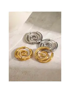 Simple Geometric Spiral Hoop Earrings, Made Unisex Fashion Jewelry, Casual Daily All-Season Wear, Perfect Exquisite Gift, Stylish Forever