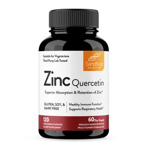 【Sandhus】Zinc Quercetin 120 Vegetarian Capsules, Gluten Free, Soy Free, Dairy Free Healthcare Dietary Supplement Fitness