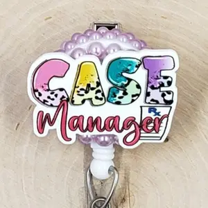 Case Manager Retractable ID Badge Reel | Management Project Therapy Social Worker | School Teacher Nurse MD Doctor Medical Hospital Healthcare Badge Holder