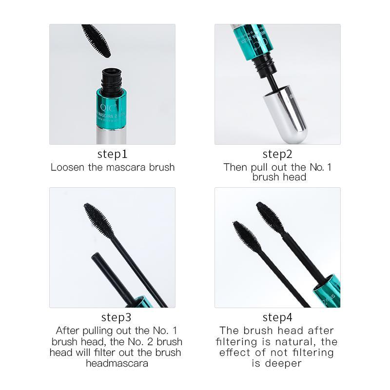 Long Black Tubing Mascara Mascara volume length，Volume & Lengthening Black Mascara，Waterproof Silk Fiber Mascara Set