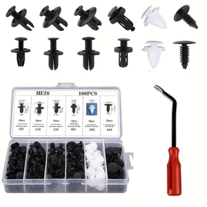 101pcs Auto Fasteners Assortment Kit with Removal Tools, Universal Car Nylon Plastic Rivets, Door Panel Bumper Clips Set for Vehicle Trim and Panel Repair