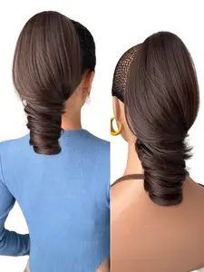10-Inch Clip-In Bob Wig Extension, Short Synthetic Fiber, Wavy Ponytail, Natural Look, Secure Clip-On, Women's Hairpiece, Synthetic Hair Pieces, Clip On Hairpieces