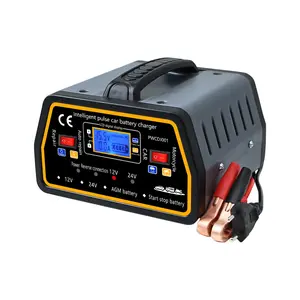 12V 24V Automatic Car Battery Charger, Smart Fast Charging Maintainer, Universal Motorcycle Truck Lead Acid Battery Charger with Overcharge Protection, Portable Pulse Repair Trickle Charger for Auto, ATV, RV, Boat High-Power Car Jump Starter