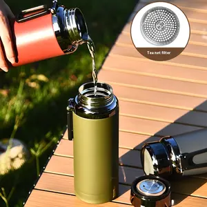316 Stainless Steel Thermos Water Bottle - Leakproof Insulated Cup with Hot/Cold Retention, Large Capacity Travel Mug with Grip - BPA-Free, for Gym, Camping, Office, Hiking - Elegant Red/Finish (Ideal Gift), Travel Water Bottle, Camping Gea