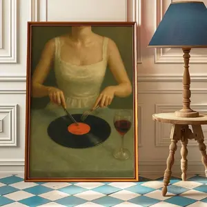 Vintage Vinyl Record Wall Art , Retro Music