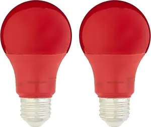A19 Red Color Party LED Light Bulbs, 60W Equivalent, 9W Energy Efficient, E26 Standard Base, Non-Dimmable, 10,000 Hour Lifetime, 2-Pack