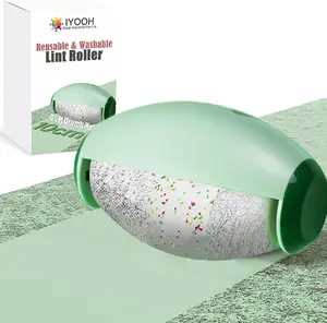 Reusable Lint Roller Ball, Mini Travel Size Lint Roller for Clothes, on the Go Small Portable Lint Ball Remover for Clothes and Pet Hair, Extra Sticky & Washable Gel (Green) IYOOH