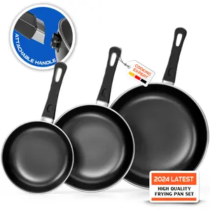 Nonstick Frying Pans Set, 8"+10"+12" Frying Pan Skillet 3-Pieces Set, PFAS-Free, Dishwasher Safe, Suitable for All Types of Cookers, Including Induction