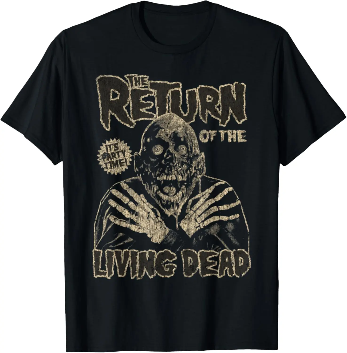 Vintage Zombie Horror Movie Graphic T-Shirt for Men, Retro The Return of The Living Dead Distressed Print Short Sleeve Tee, Halloween Scary Dead Zombie Casual Top