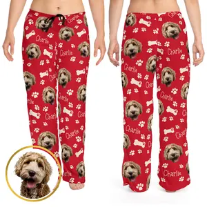 Custom Dog Photo Pajama Pants - Personalized With Your Own Photo! Customized Nightwear Soft Fabric Loungewear Womenswear Adjustable