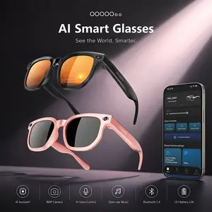 Smart AI Camera Glasses with 8MP HD camera, UV protection, touch control, wear detection, dual bass speakers & 3D surround sound. Enjoy hands-free video recording, real-time translation & AI image recognition — all in an ultra-light 46g design.