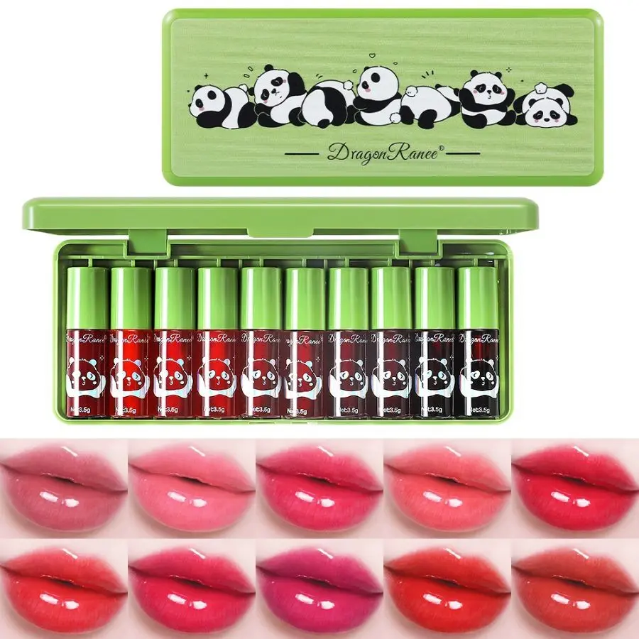 10-Pack Glossy Moisturizing Lipstick, Water-Based Easy Application, Long-Lasting, Shiny Lip Color, Perfect for Daily Use, Parties, Gifts
