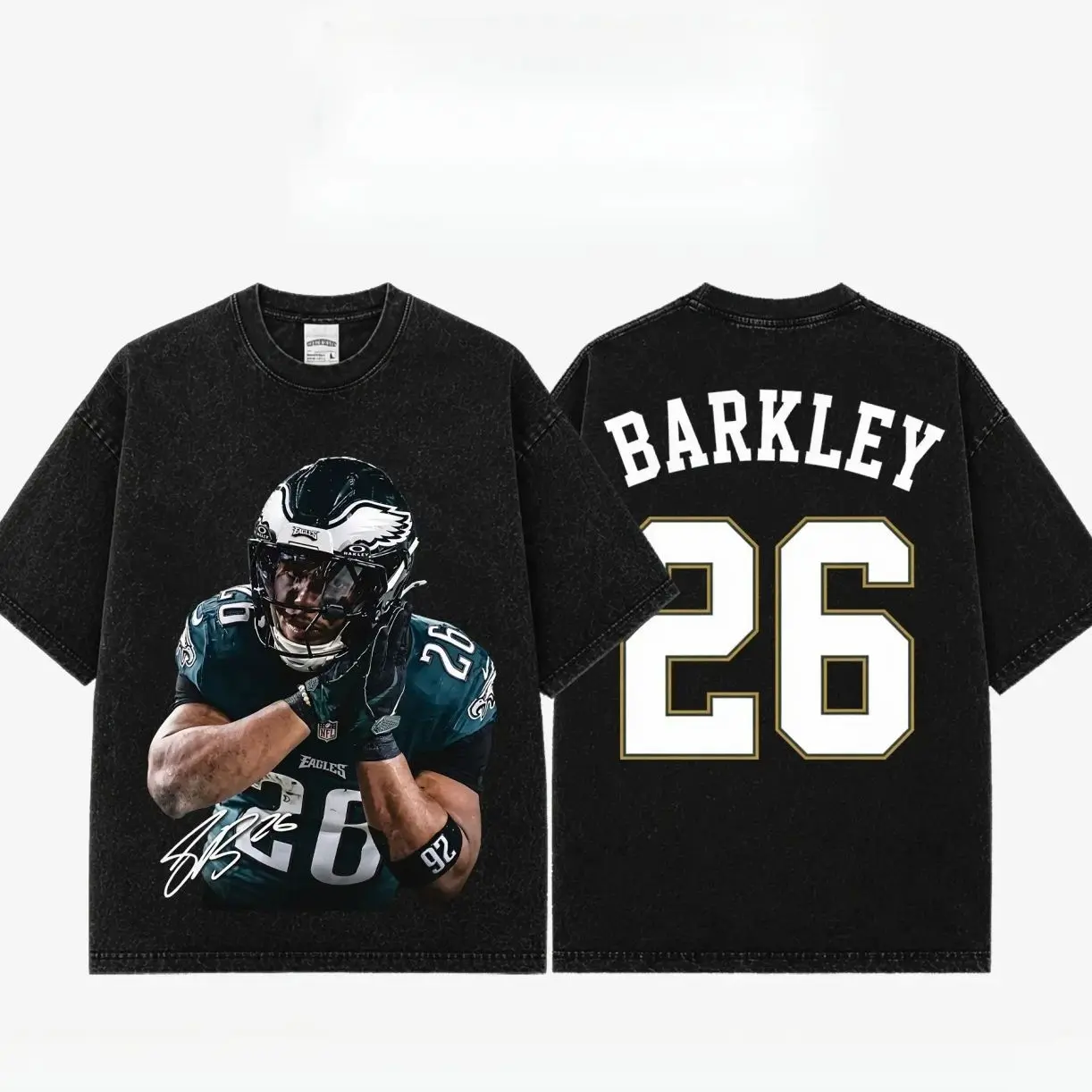 [Sale Up To 50%] Unisex Saquon Barkley # 26 Premium Acid Washed Cotton T-Shirt, Philly Football Fan Graphic Tee, Vintage Heavyweight Game Day Shirt, Unisex Washed Streetwear Gift L7R