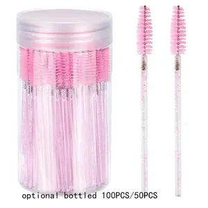 Disposable Eyelash Brush with Storage Box, Bendable Brow Brush, False Lashes Brush, Makeup Tool, 100pcs/50pcs Optional