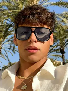 Men's Retro Trendy Casual Aviator Sunglasses with Colored Lenses, Lightweight Durable Daily Use Shades, Stylish Unisex Design for Everyday Wear