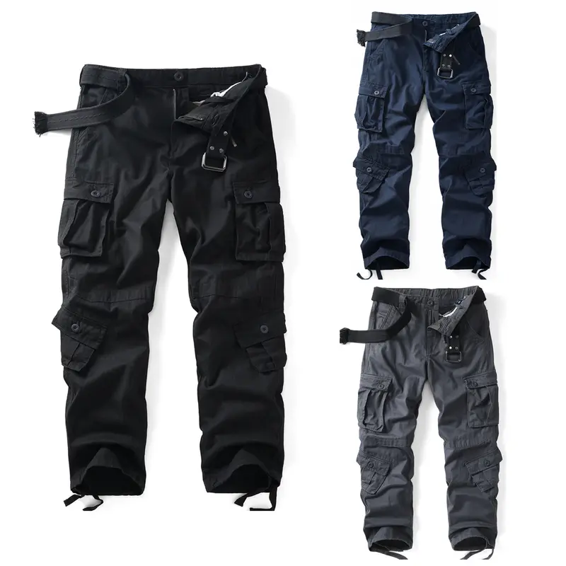 AKARMY Men's Casual Cargo Pants Military Army Camo Pants Combat Work Pants with 8 Pockets 3357-heise (No Belt) Fathersdaygift Tactical Uniform