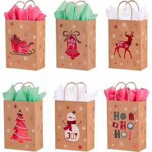 24 Pack Small Christmas Gift Bags With Tissue Paper