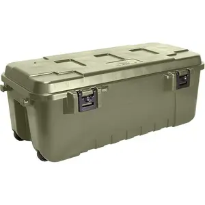 Plano Storage Trunk with Wheels, Green, 108-Quart, Lockable Storage Box, Rolling Airline Approved Sportsman Trunk, Hunting Gear and Ammunition Bin, Heavy-Duty Containers for Camping