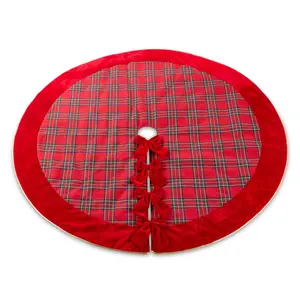 RAZ Imports 60.5" Homestead Plaid Red Christmas Tree Skirt