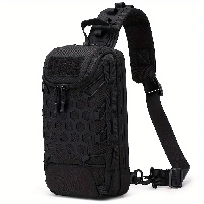 Tactical Crossbody Sling Bag for Men, Lightweight Waterproof Nylon Pack with MOLLE System and Adjustable Strap for Hiking, Adjustable Crossbody Shoulder, Crossbody Bag