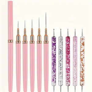 10-Piece Nail Art Brush Set – Dual-Head Nail Line Pen, Dotting & Gel Art Tools for, Professional & Home Use – 30 Designs Nail Kit, Nail Art Accessories