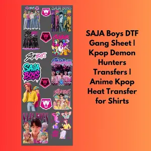 SAJA Boys DTF Gang Sheet | Kpop Demon Hunters Transfers | Anime Kpop Heat Transfer for Shirts