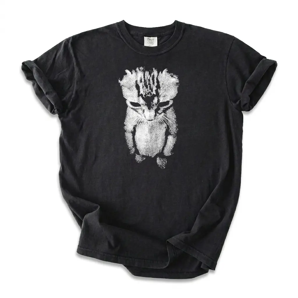 Women's Sad Kitten Meme T-Shirt, Vintage Retro Triple-Distress Graphic, 100% Cotton Shortsleeve Top with a Ribbed Round Neck, Regular Fit, Do Not Dry Clean