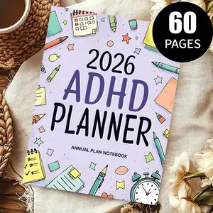 2026 ADHD Cleaning Planner 60 Pages Household Chores Management Annual Planning Notebook Home Cleaning Task Tracker Habit Building Schedule Journal for Adults Focus on Chore Arrangement Improve Efficiency Practical Household Planning Log Book