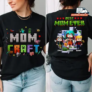 Personalized MomCraft T-Shirt, Best Mom Ever Minecraft Sweatshirt, Funny Gaming Shirt for Mom, Minecraft Inspired Mom Tee, Trending Gamer Mom Hoodie, Cool Gift for Gamer Moms, Mother's Day Minecraft Shirt