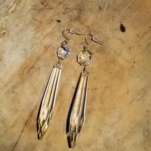 Quartz Crystal Spear Dangle Earrings