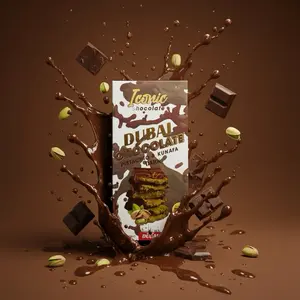 Dubai Chocolate Iconic Chocolates Pistachio & Kunafa Dark Edition Premium Quality Dark Pistachio & Kunafa Flavor