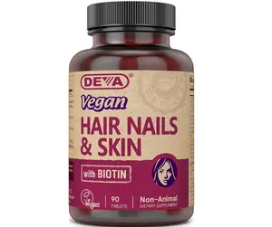 DEVA Vegan Hair, Nails & Skin Vitamins & Minerals with Biotin, Supplement, 90 Tablets