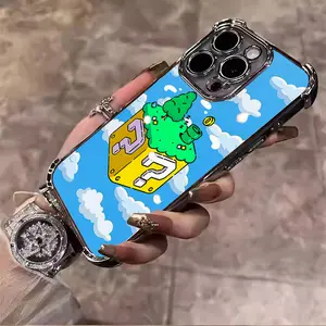 Super Mario Retro Game IPhone Case Fun Protective Cover For IPhone 17 16 15 14 13 12 11 X XS PRO PLUS MAX AIR Four-corner Drop-proof Transparent Casual Soft Silicone Phone Case Perfect L438