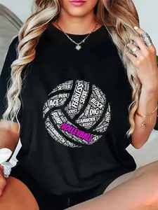 100% Cotton Unisex Volleyball shirt sayings gift for girls and women Round Neck Short Sleeve T-Shirt Women's Men Graphic Tee
