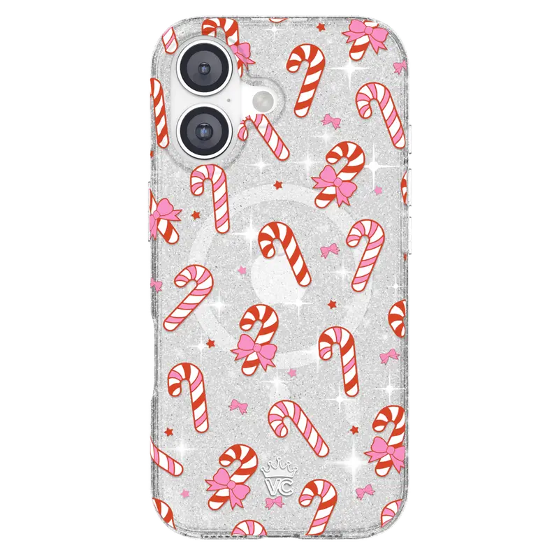 Velvet Caviar Peppermint Princess Magnetic Candy iPhone Case - Christmas Aesthetic, Cute Holiday Accessory, Protective Shockproof Scratch-Resistant TPU/Polycarbonate Cover, Magnetic Grip, Raised Bezels, Accessories for Women, Bows, Peppermint Candy Canes