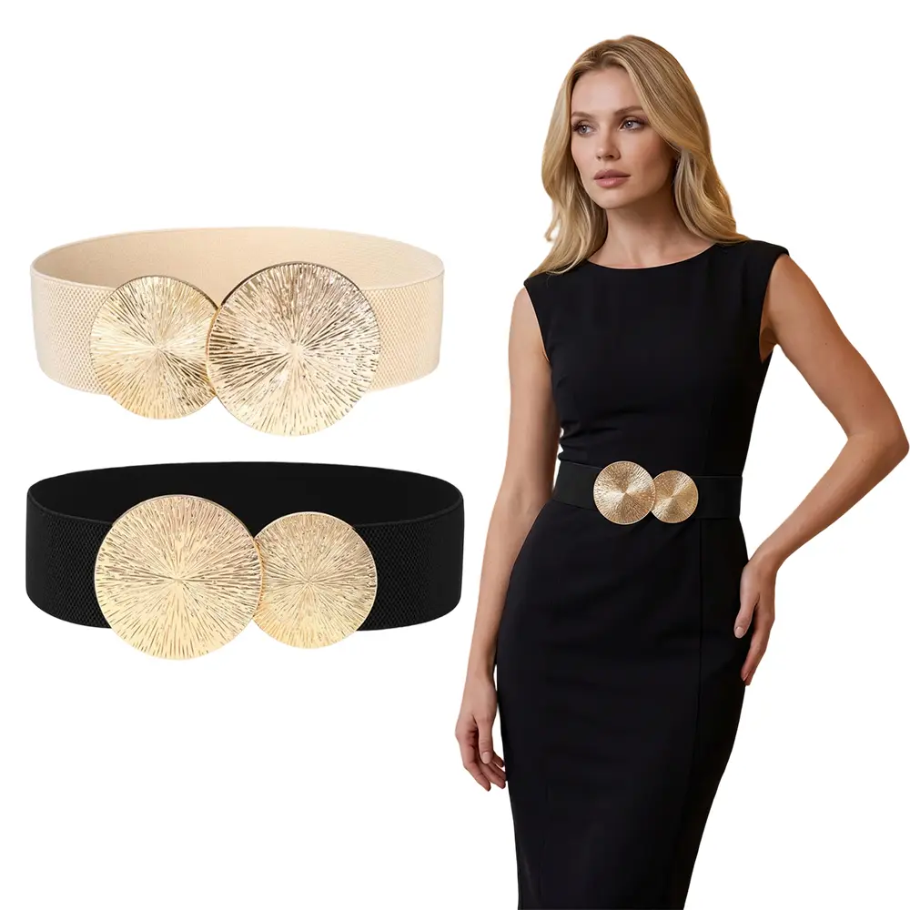 2pcs Women'S Elastic Waist Belt, Fashion Wide Stretchy Cinch Belt for Dresses, Jeans, Suitable for Casual, Summer Beach, Weddings, Business Wear