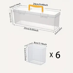 7pcs (6 small + 1 large box) Hardware Tool Storage Box, Tool Storage Kit, Multi-Compartment Transparent Tool Organizer, Screw Parts Sorting Box, Home Use Hardware Accessories Storage Box, Portable Divided Sorting Box, Toolbox Storage Box