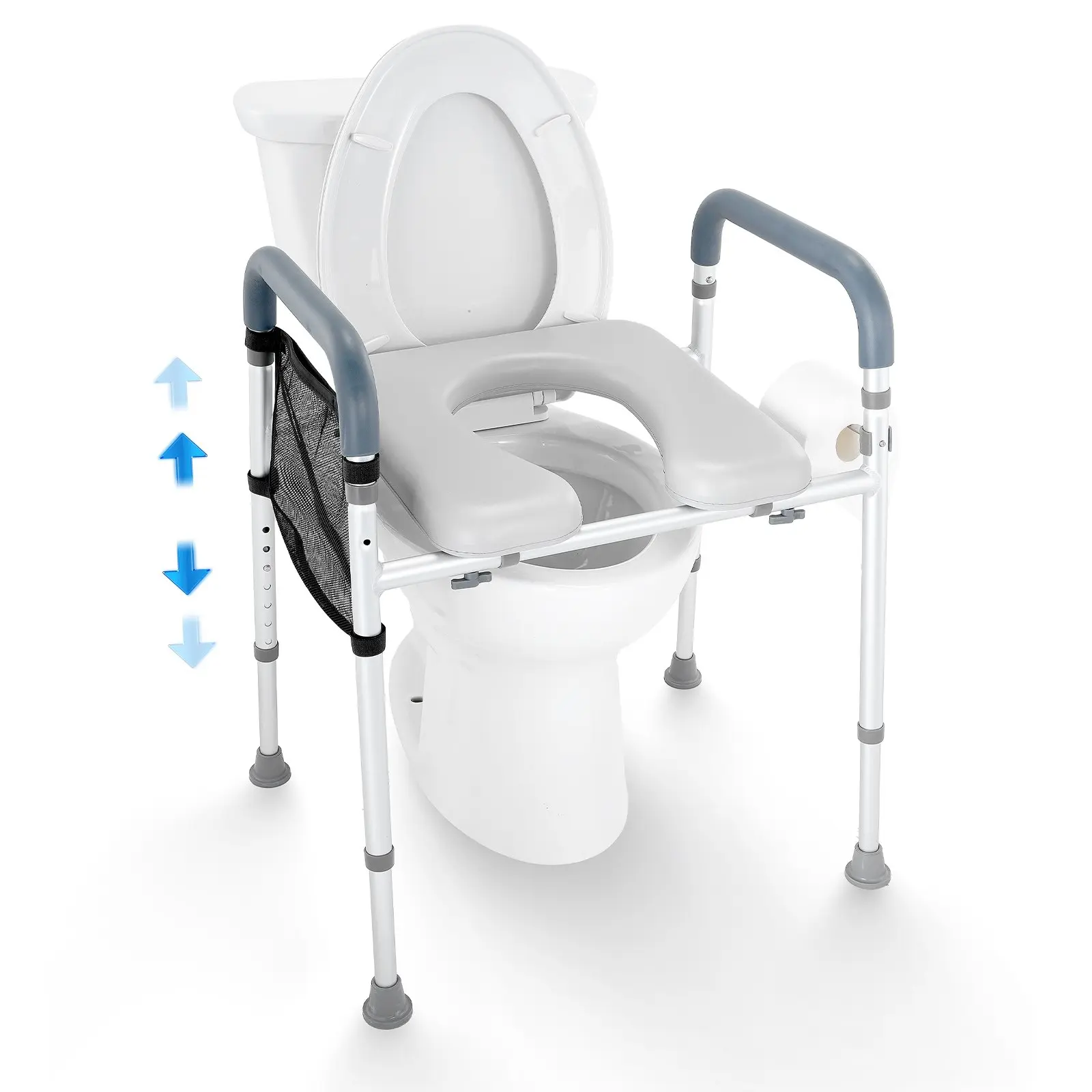 【Summerfinds】VEVOR Raised Toilet Seat 7-Position Height Adjustment 19.3" - 25.2"350lbs Weight Capacitywith Comfort Padded Aluminum FrameUniversal Toilet Seat Riserfor ElderlyHandicapPregnantMedical, Toilet Riser Accessories