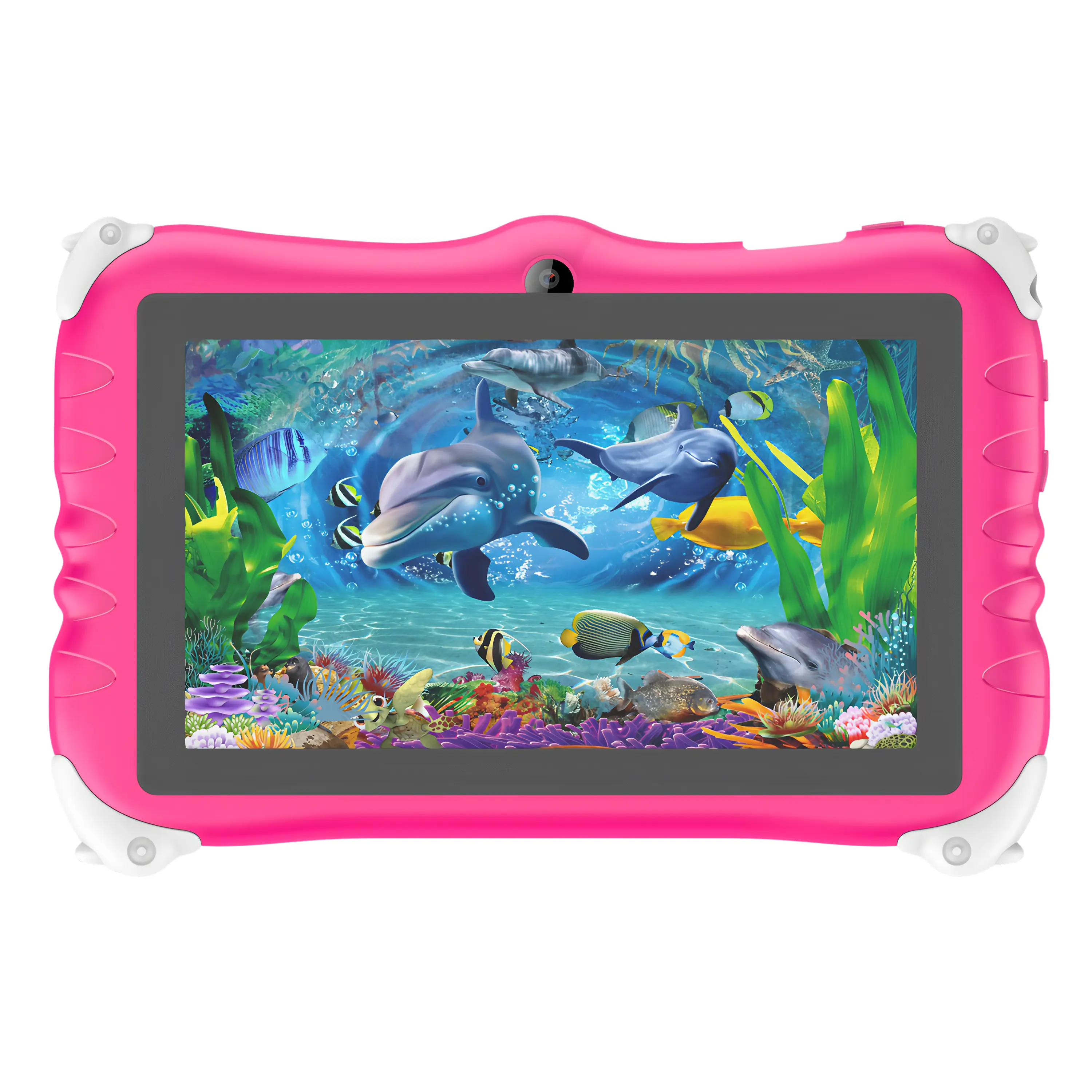 Supersonic SC-780KT Sonic 7jr 7" Touchscreen Kids Tablet - Android 15, Octa-Core Allwinner A523 (1-1.59 GHz), 3GB/32GB, MicroSD Support, 3-4 Hrs Playtime, Rechargeable Battery, Wi-Fi, Bluetooth, 0.3MP Front/2MP Rear Camera, Pink, Type-C Charging