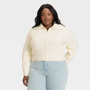Women's Full Zip Cardigan Sweater - Universal Thread Cream 4X