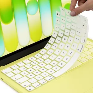 Silicone Keyboard Cover Skin for Macbook Neo 13'' & MacBook Air 13.6"/15.3" with M5 Chip 2026 & MacBook Pro 14'' 16'' M5/M4/M3/M2 Pro/Max 2026-2021 Laptop Protective Accessories EU/UK Layout (White/Pink)