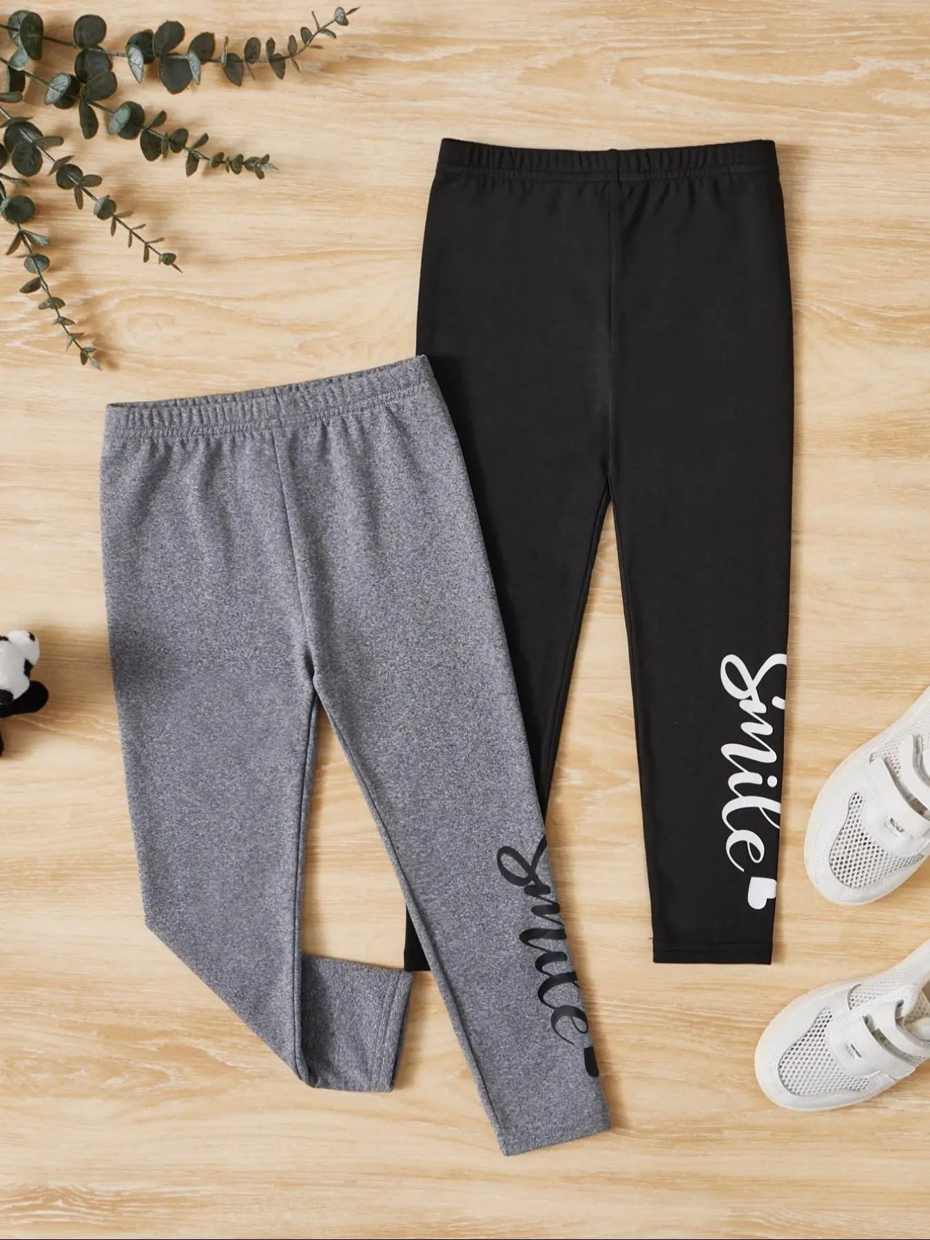 Toddler Girl's Heart & Letter Print Leggings, Casual Elastic Waist Skinny Pants, Kid's Bottoms for Summer Daily Wear