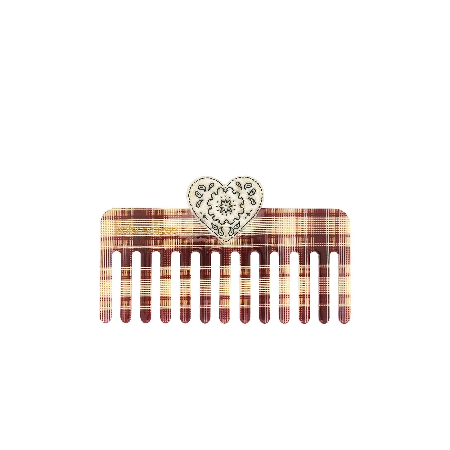 Solar Eclipse Hand-Painted Paisley Heart Detangling Wide Tooth Hair Comb
