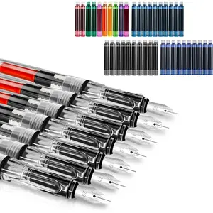 7 Pcs Calligraphy Fountain Pen Set with Different Replaceable Nib 40 Replaceable Ink Cartridges in 11 Colors for Beginner Writing and Drawing