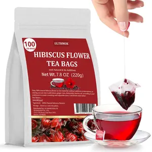 100Bags Hibiscus Tea Bags Dried Hibiscus Flower Natural & No Additives & Caffeine Free