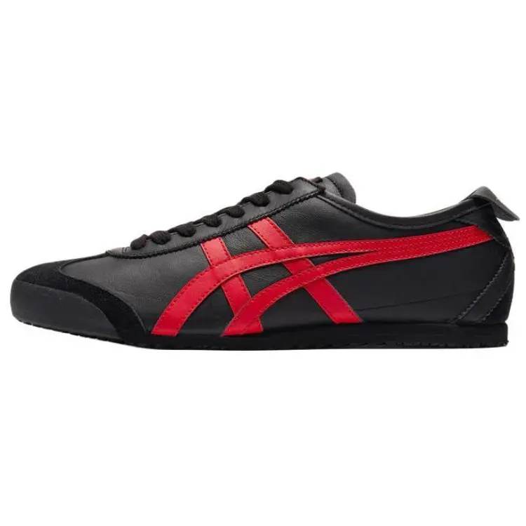 Onitsuka Tiger Mexico 66 Black Classic Red Durable Non-slip Low Top Sneakers Unisex 1183C102-004